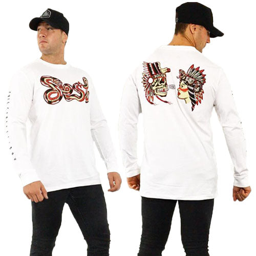 'Sesh Snake' White Long Sleeve Tee