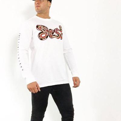 'Sesh Snake' White Long Sleeve Tee